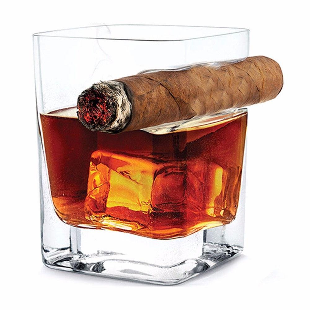 Cigar Holding Whiskey Glass