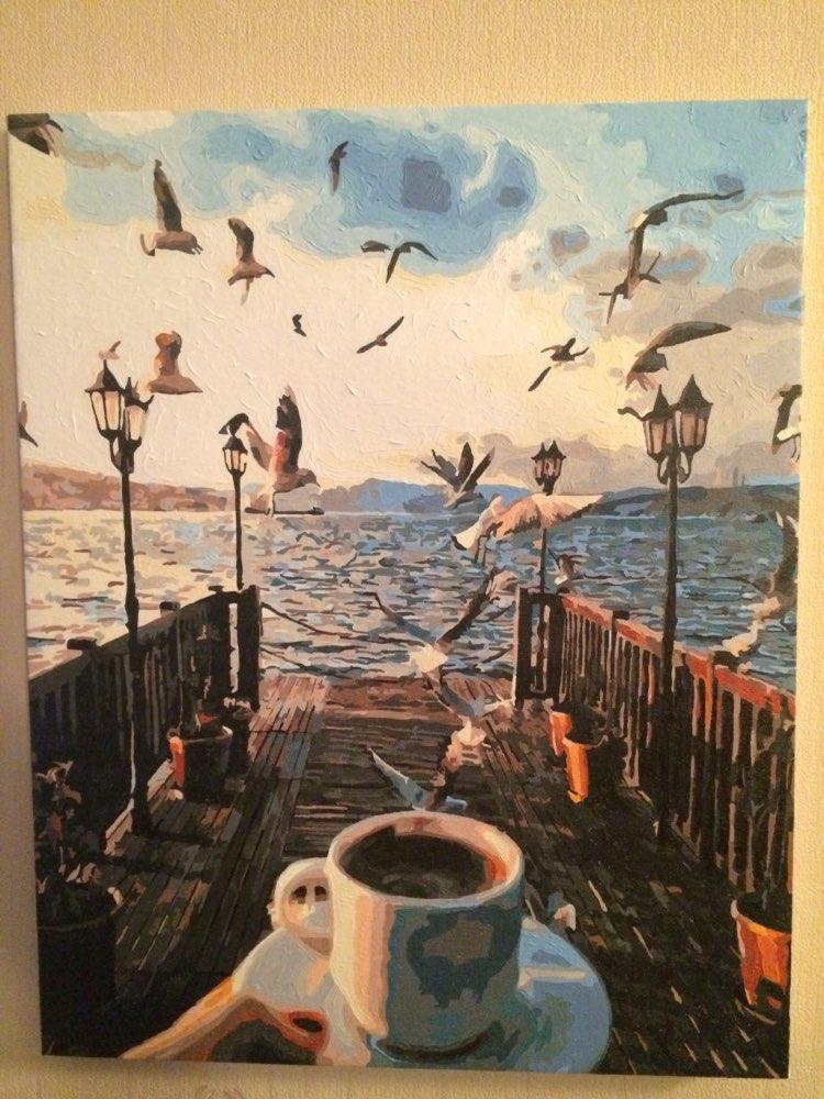 Coffee and Seaguls Paint by Numbers Kit