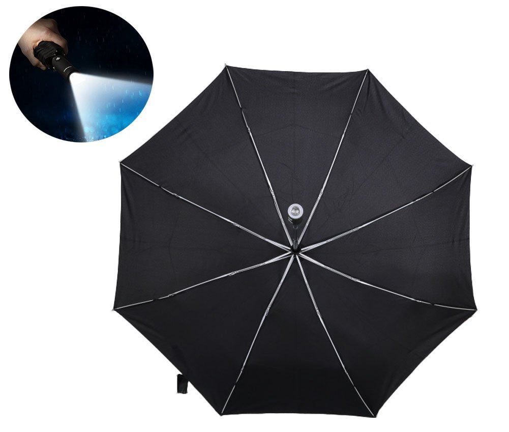 Compact Umbrella with LED Flashlight Handle 