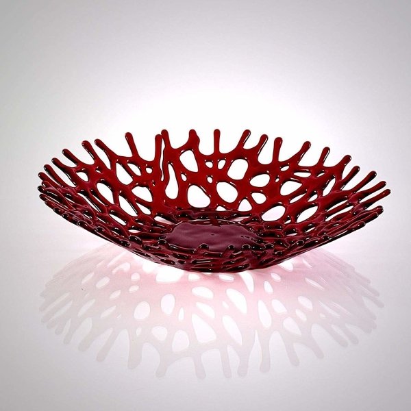 Coral Fruit Bowl in Deep Ruby Red