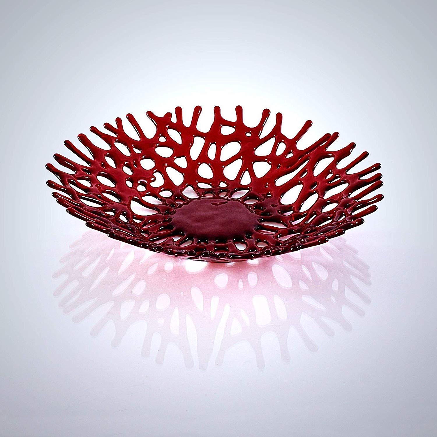 Coral Fruit Bowl in Deep Ruby Red