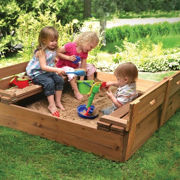 Covered Sandbox With Benches