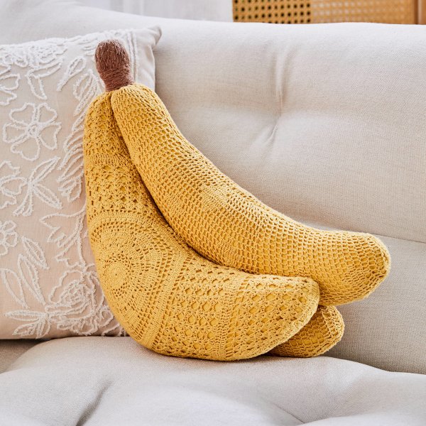 Crochet Bananas Throw Pillow