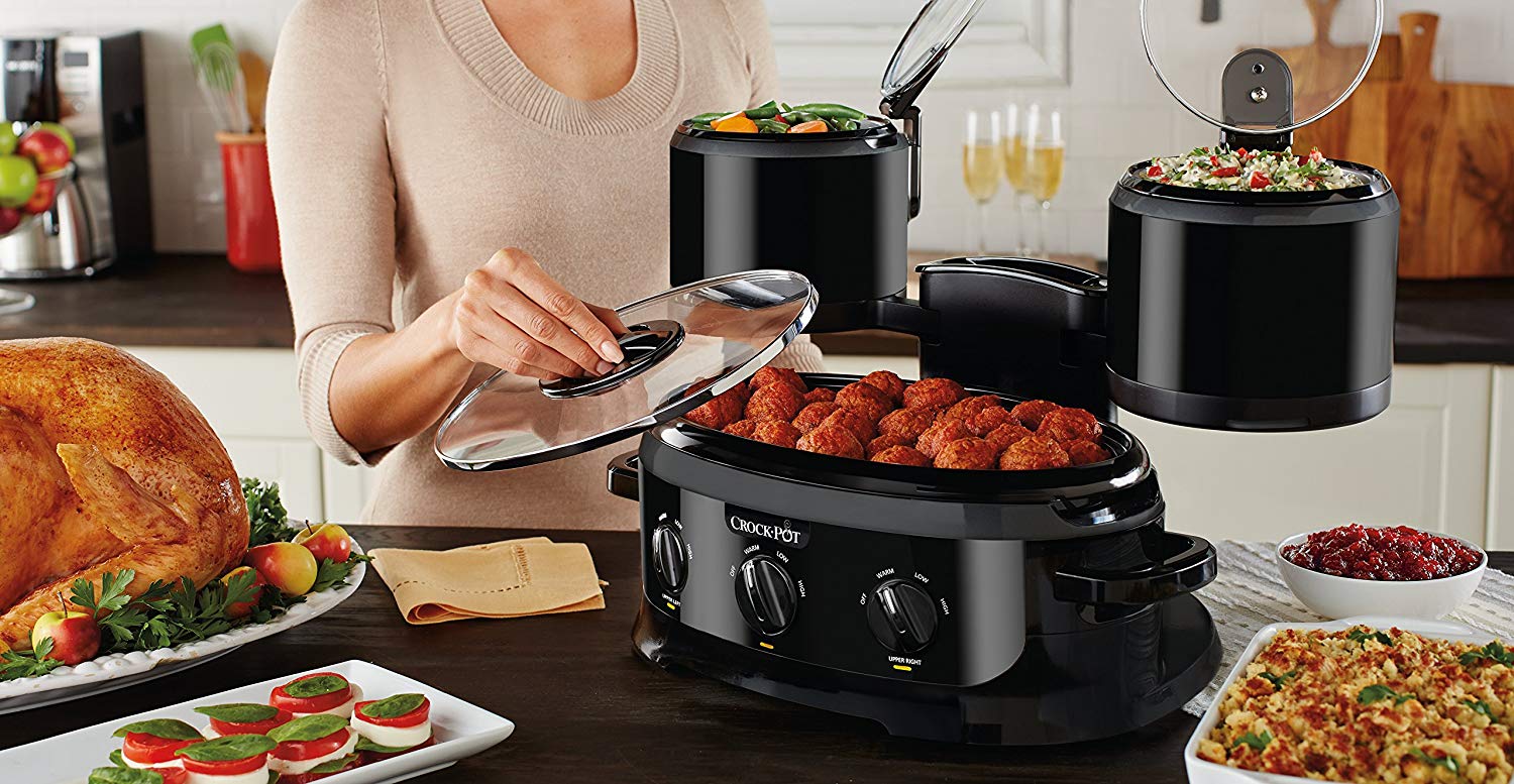 Crock-Pot Slow Cooks Three Dishes At The Same Time