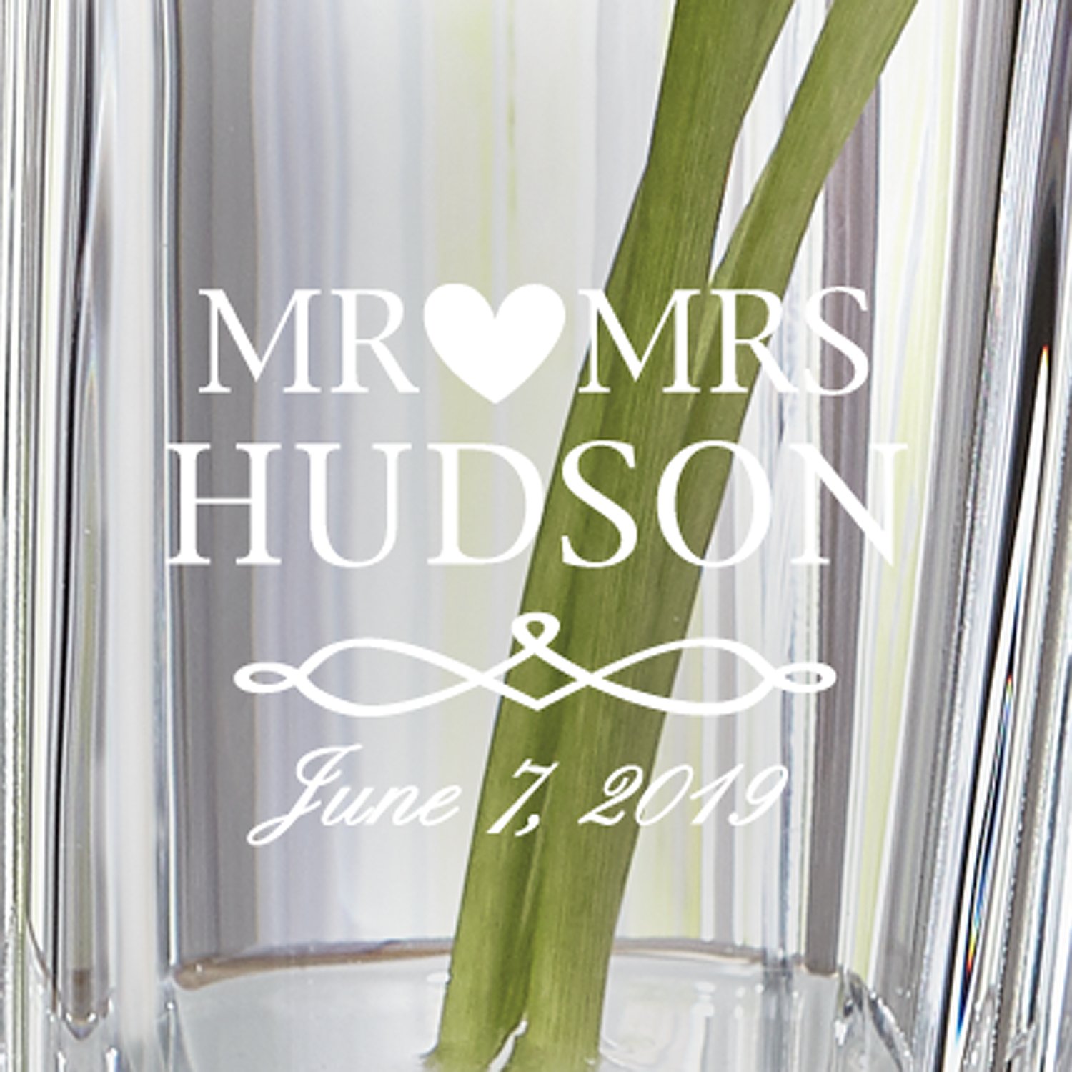 Crystal Engraved Wedding Vase