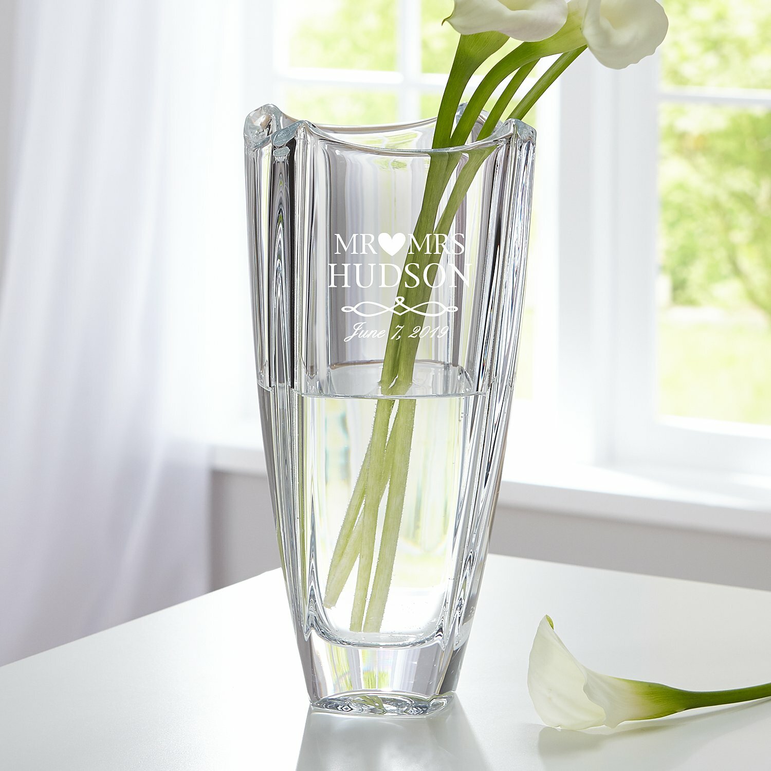 Crystal Engraved Wedding Vase