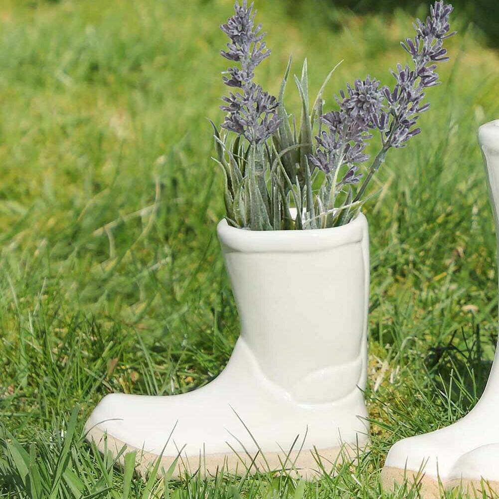 Dad And Me White Ceramic Welly Boot Planters