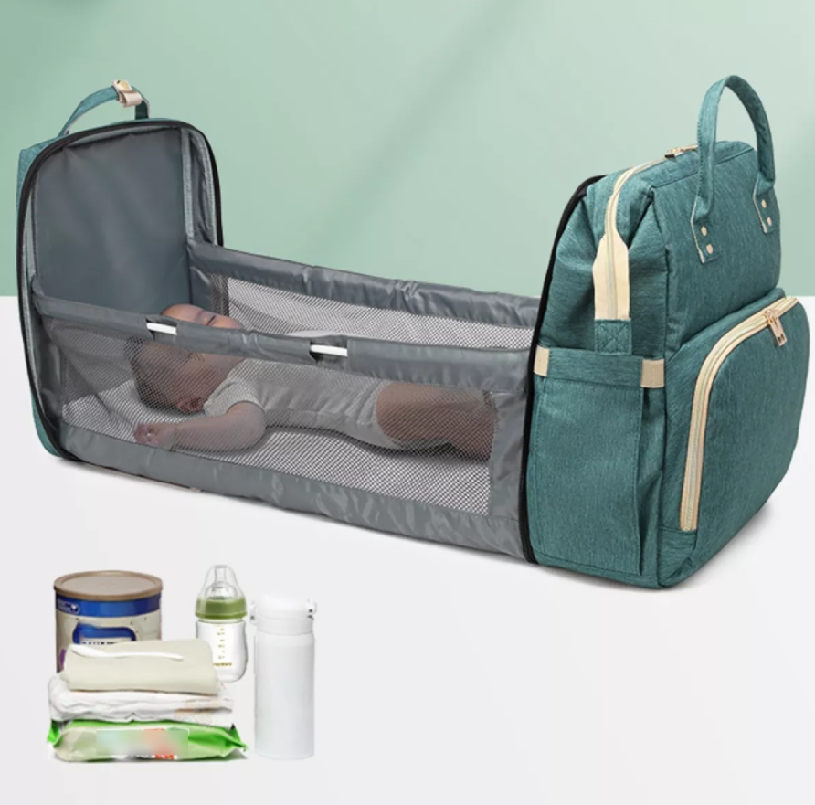 Diaper Bag Backpack with Travel Bassinet