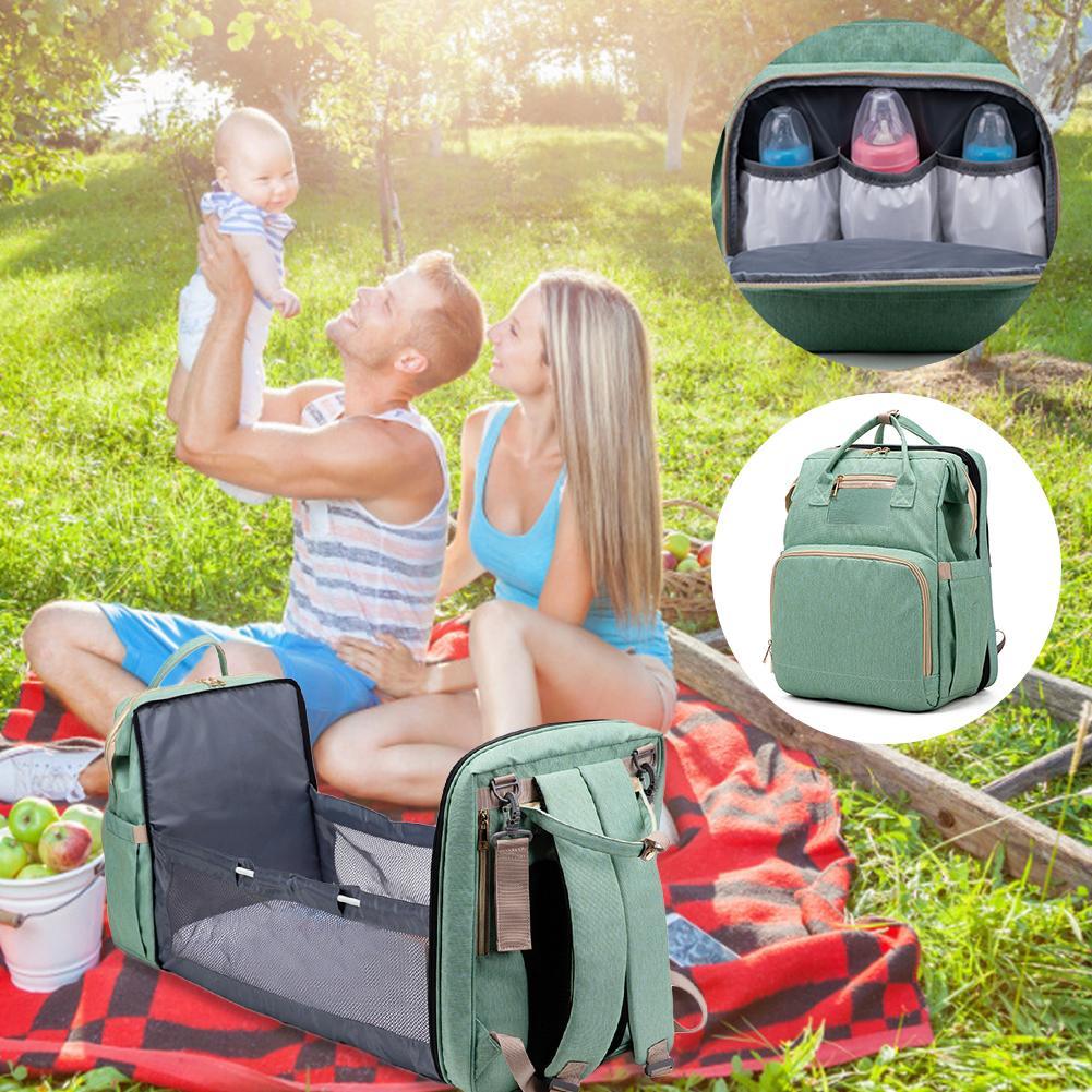 Diaper Bag Backpack with Travel Bassinet