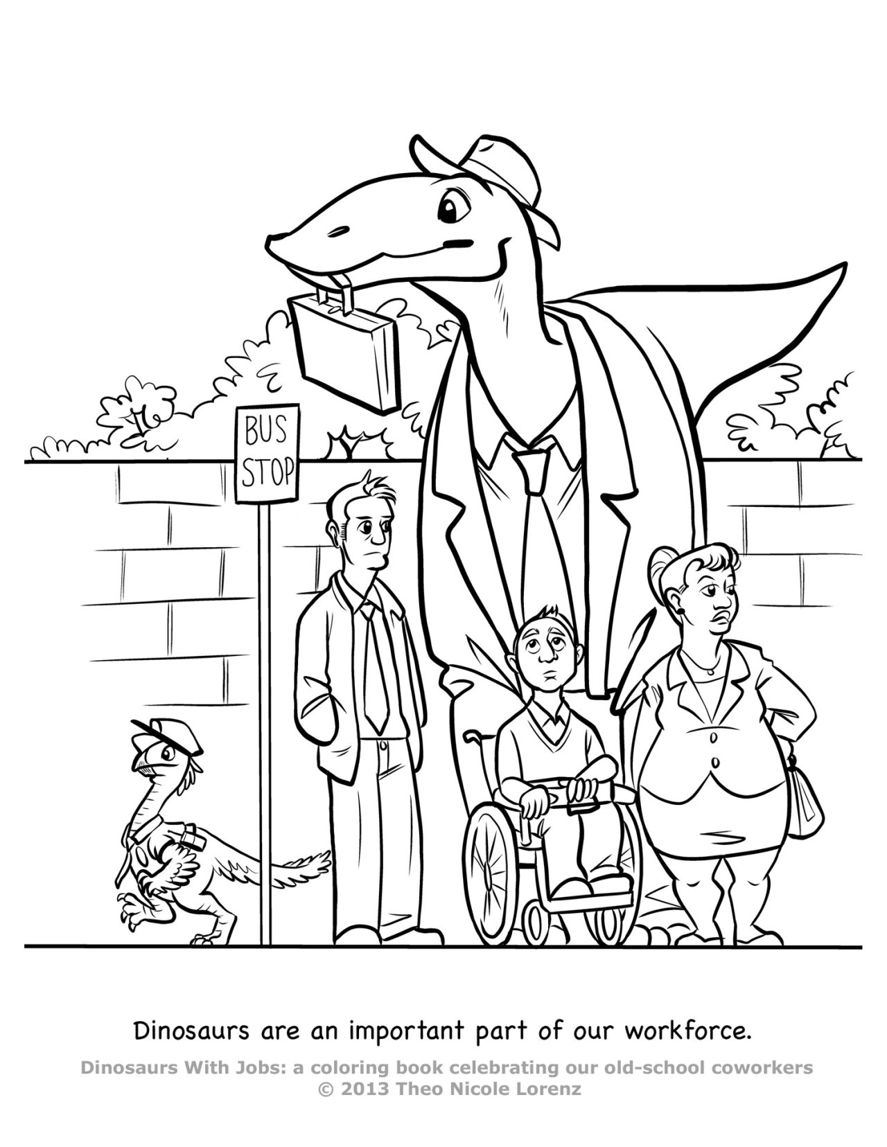 Dinosaurs with Jobs: A Coloring Book Celebrating Our Old-School Coworkers