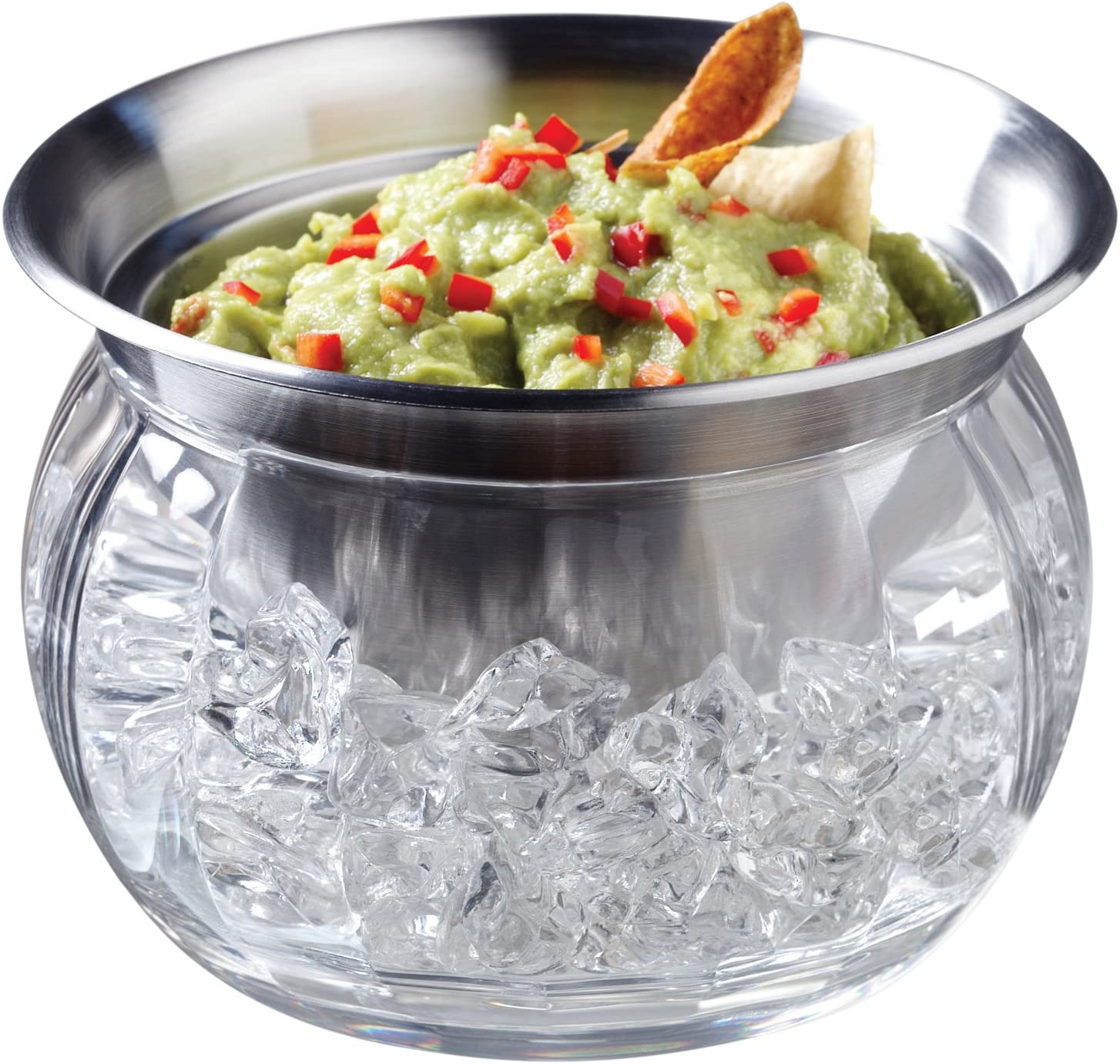 Dip-On-Ice Stainless-Steel Serving Bowl