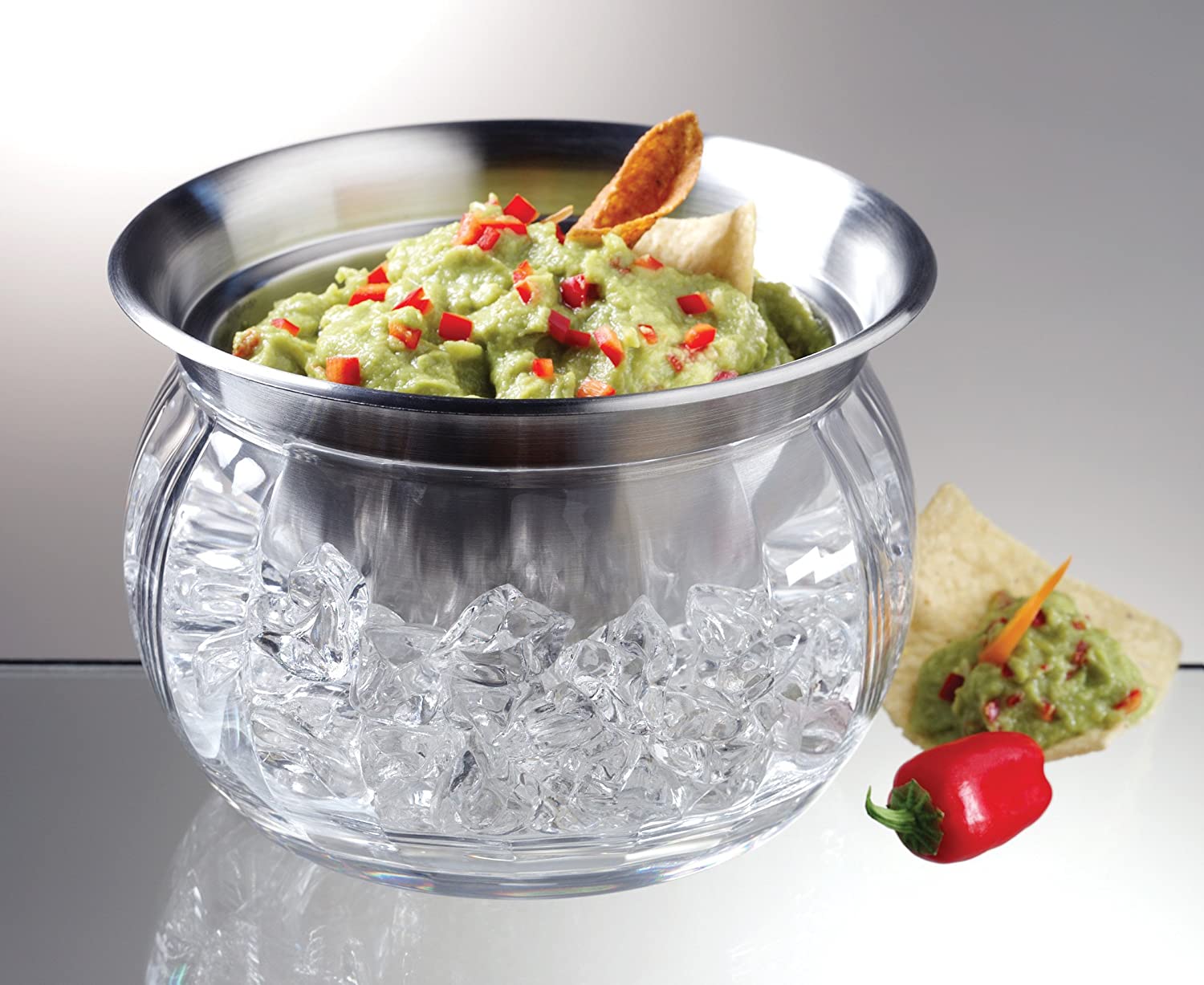 Dip-On-Ice Stainless-Steel Serving Bowl