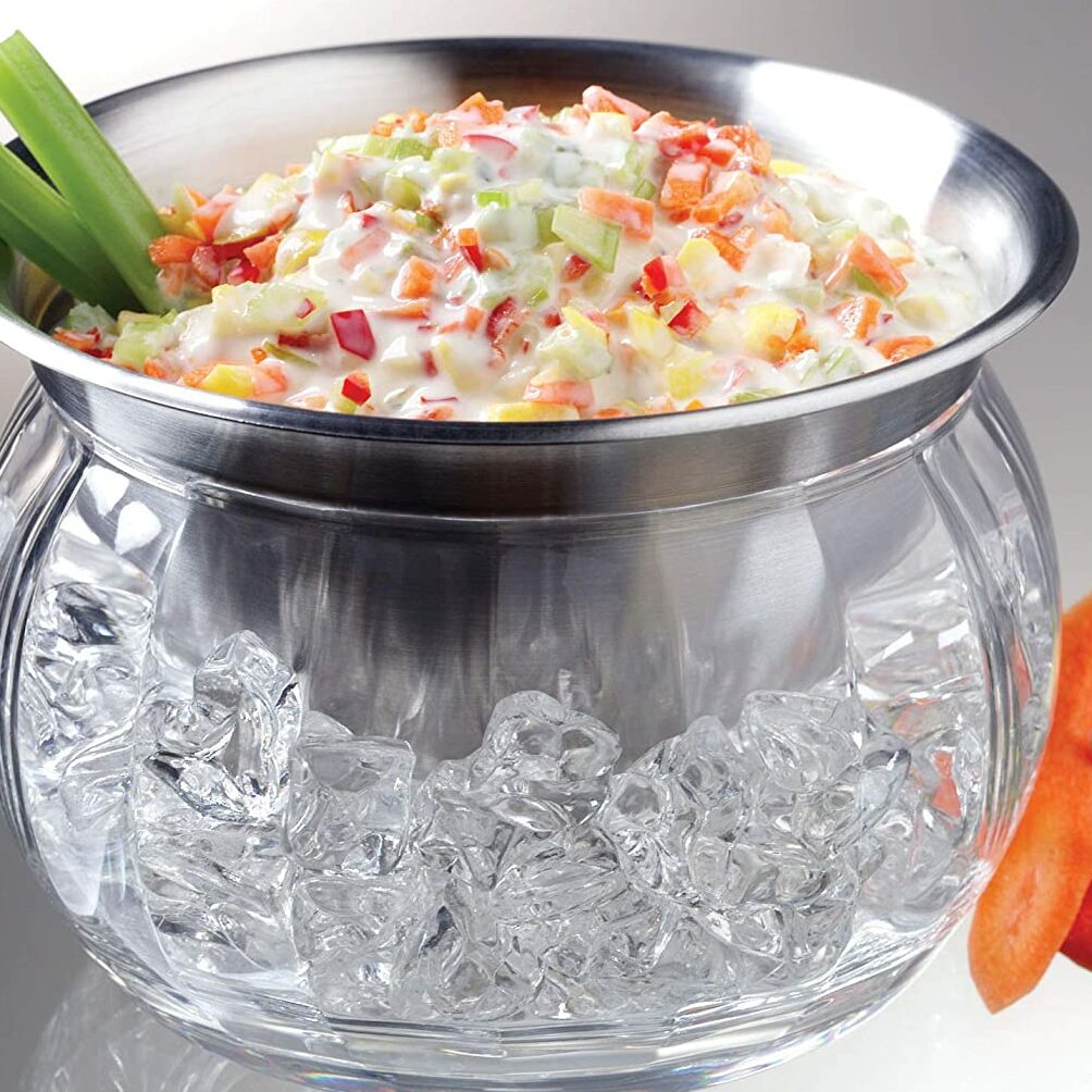 Dip-On-Ice Stainless-Steel Serving Bowl