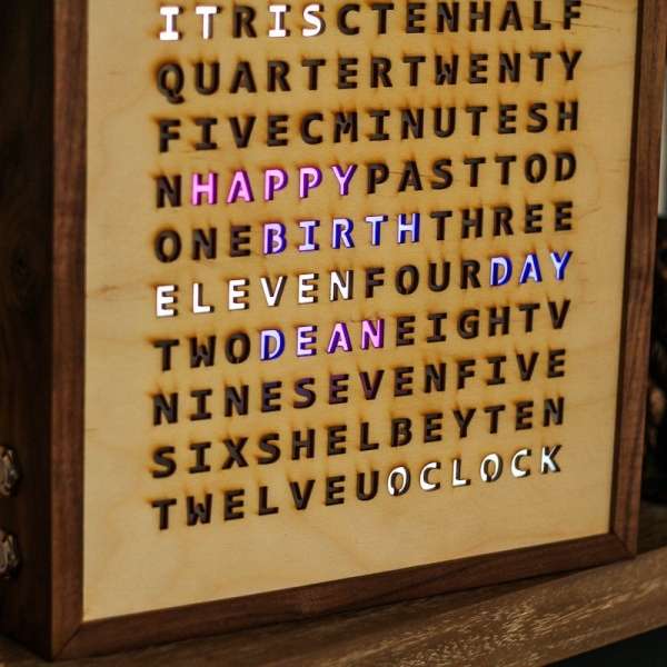 DIY Word Clock With a Hidden Birthday Feature