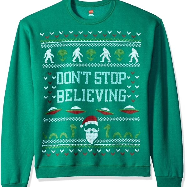 Don't Stop Believing Men's Christmas Sweatshirt