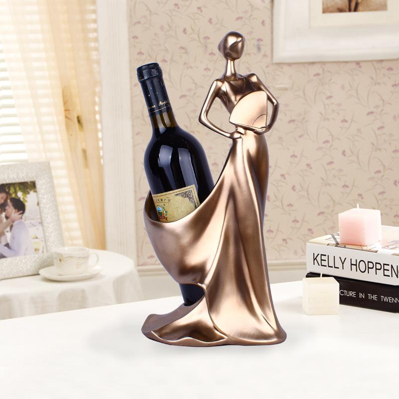 Elegant Lady Wine Bottle Holder Figurine