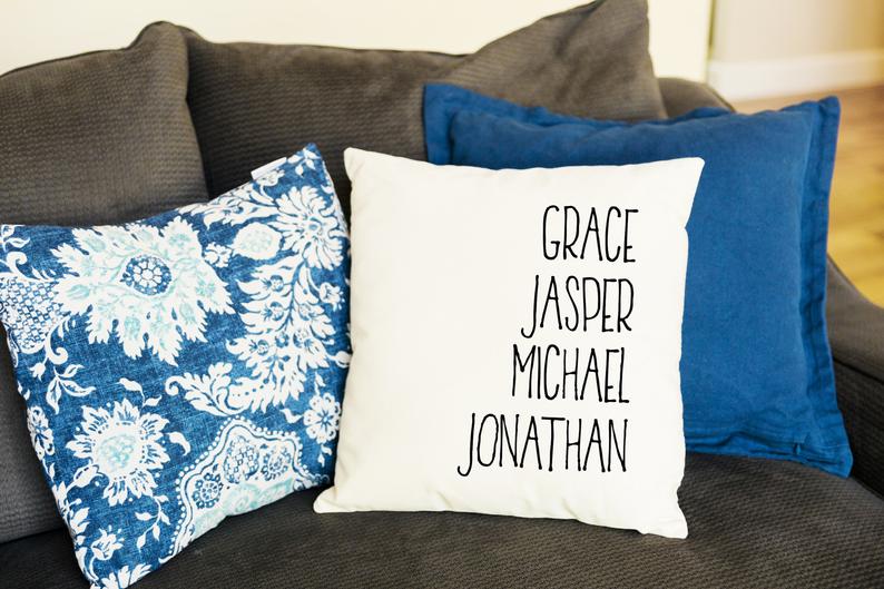 Family Names Throw Pillow Cover