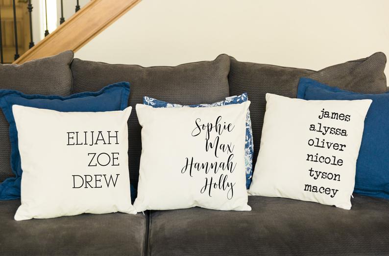 Family Names Throw Pillow Cover