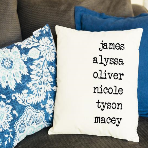 Family Names Throw Pillow Cover