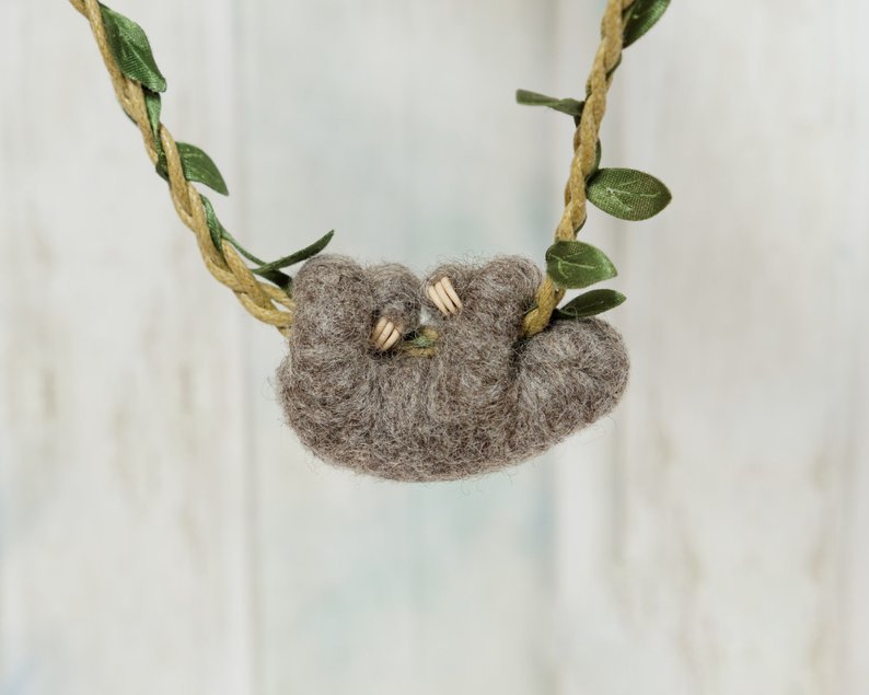 Felted Sloth Necklace