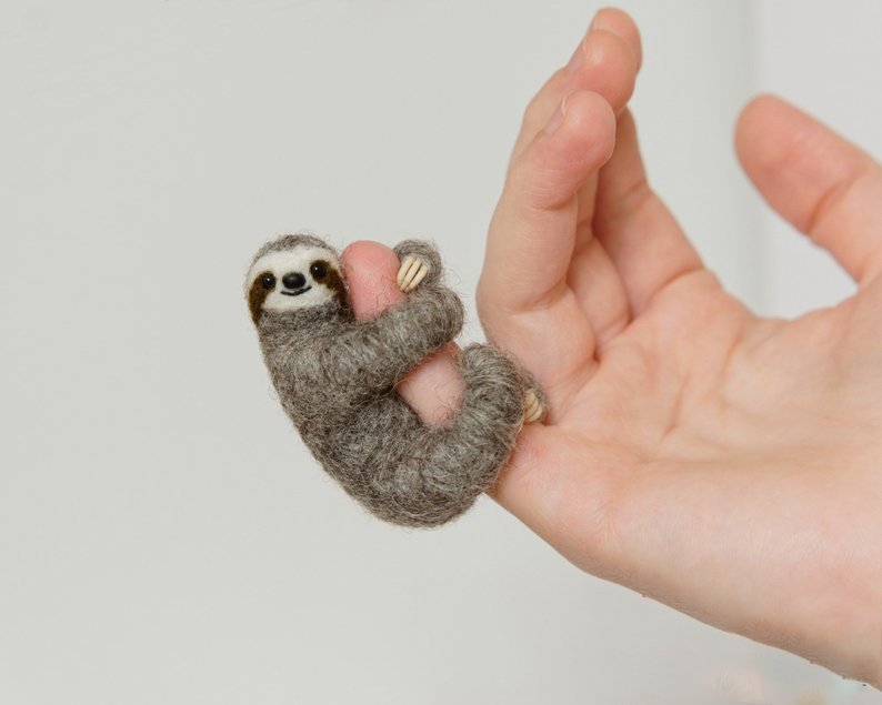 Felted Sloth Necklace