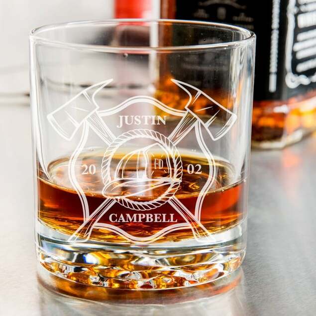 Firefighter Engraved Whiskey Glass