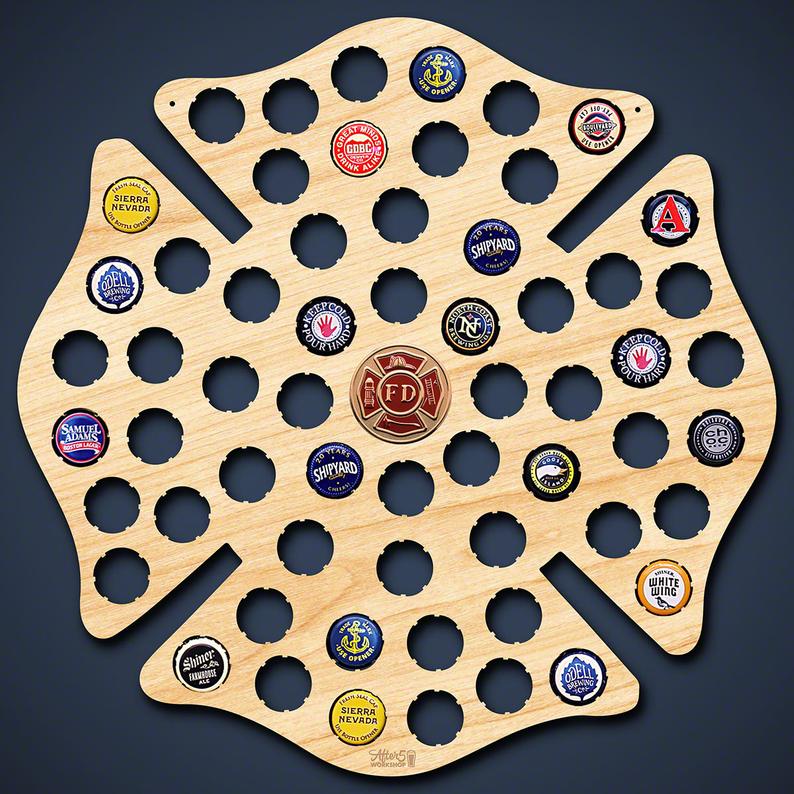 Firefighter Maltese Cross Beer Cap Map