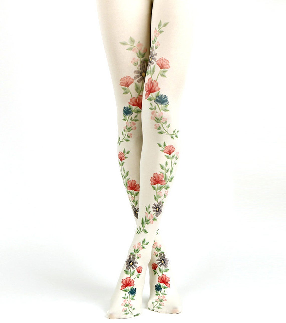 Flower Pattern Opaque Tights