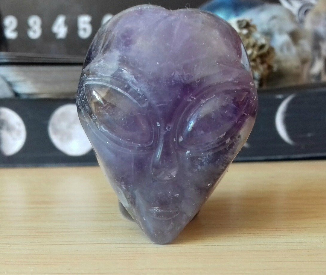 Fluorite Crystal Alien Skull Carving