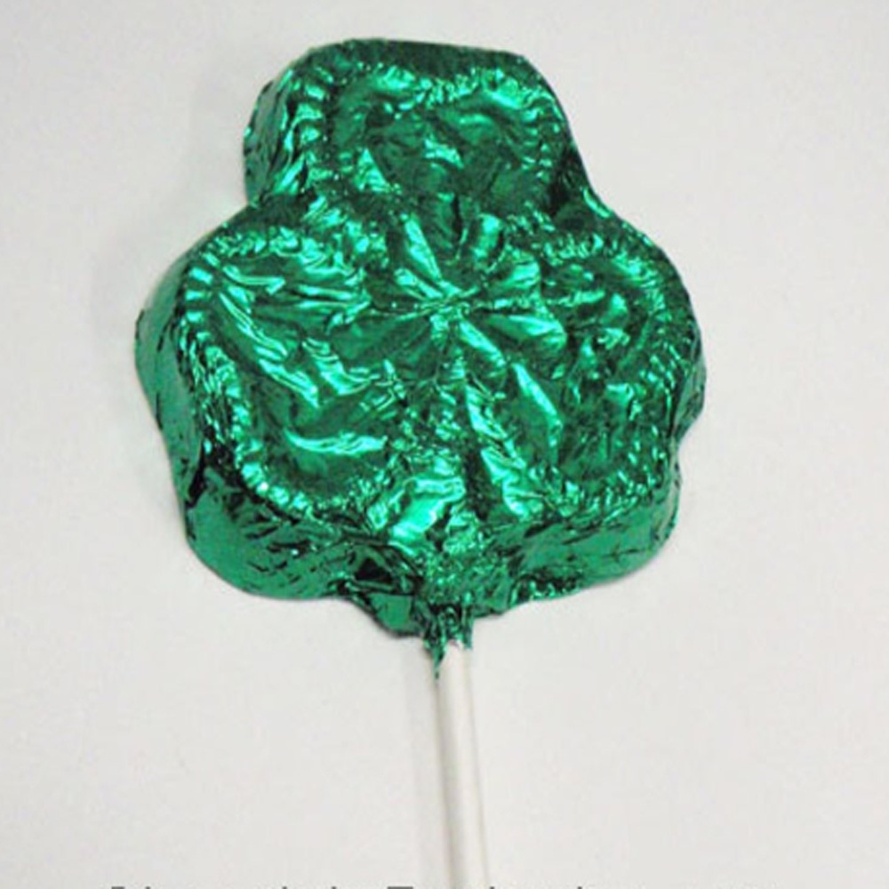 Foil Wrapped Chocolate Shamrock Lolliopp