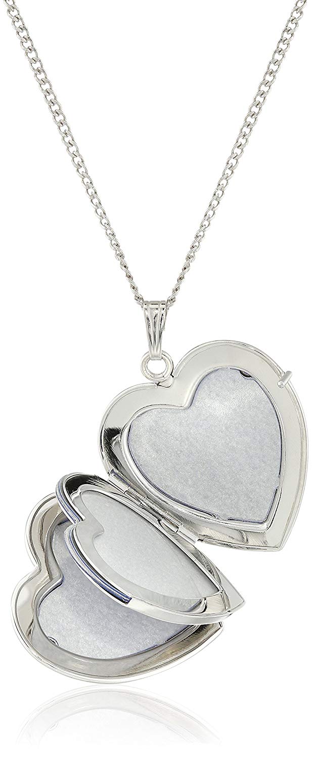 Four-Picture Silver Heart Locket Necklace