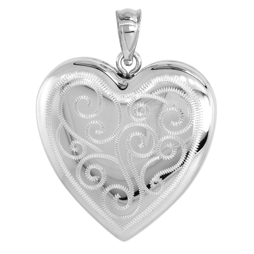 Four-Picture Silver Heart Locket Necklace