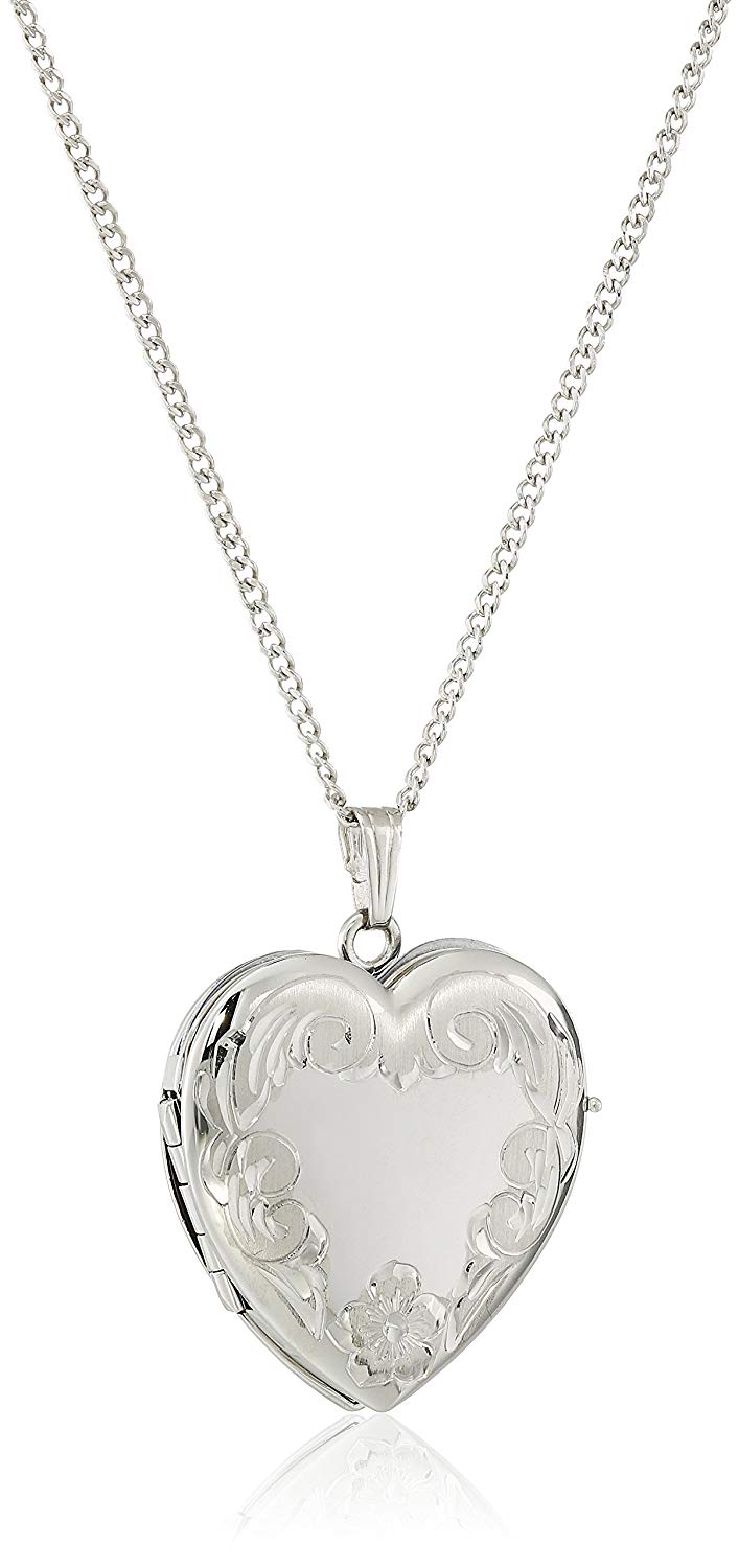 Four-Picture Silver Heart Locket Necklace