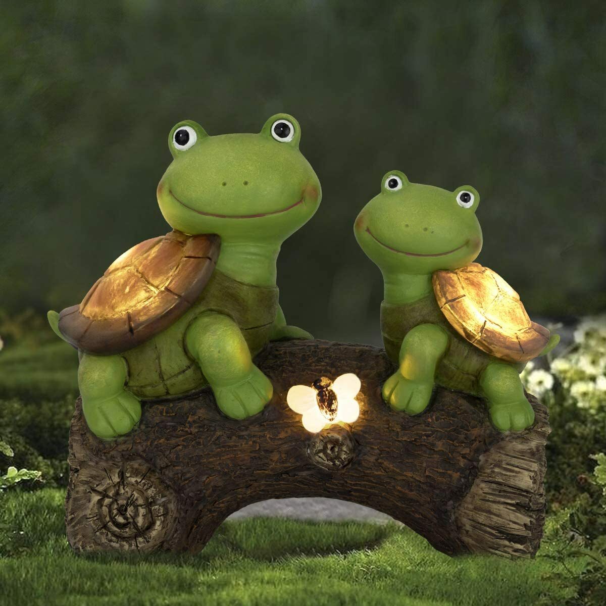 Garden Statue Solar Lights Turtles Figurine