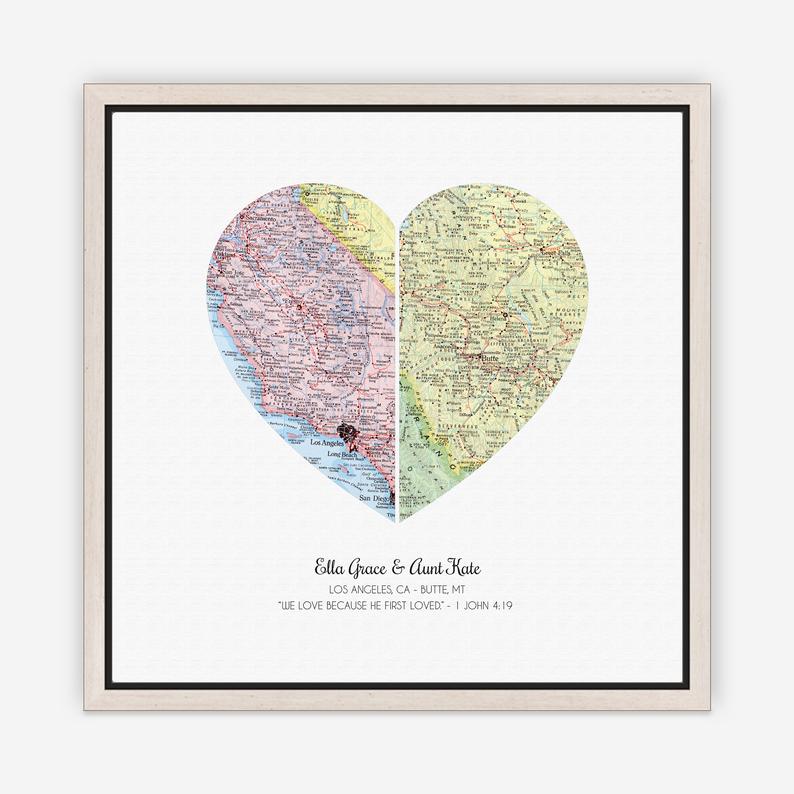 Godparent Gift to Godchild Personalized Map Prints  
