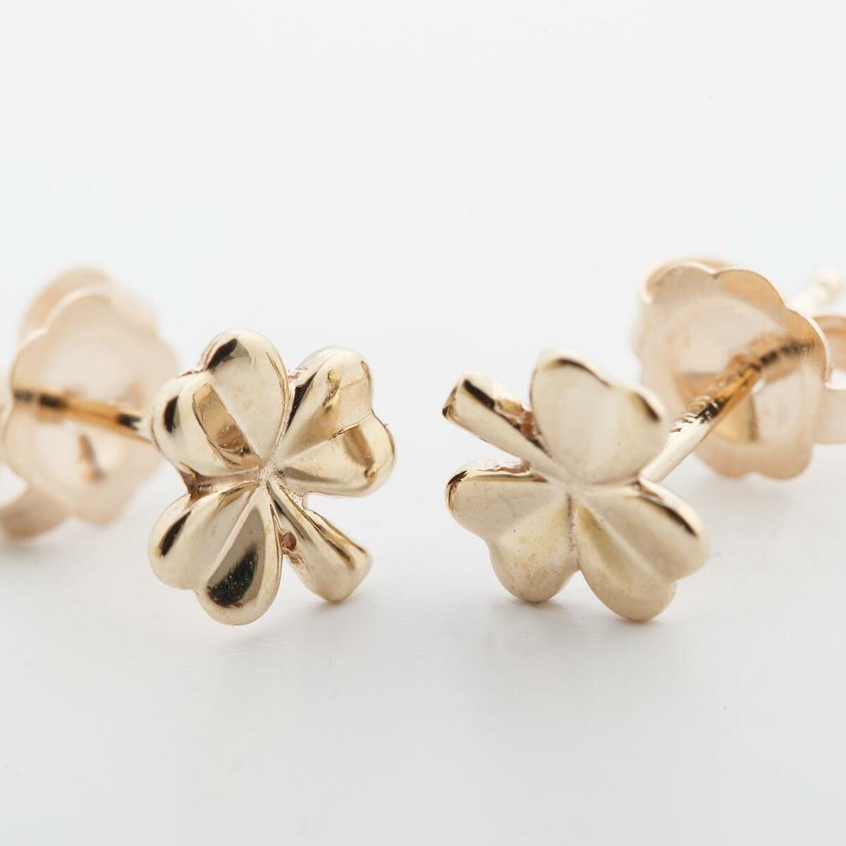 Gold Shamrock Stud Earrings