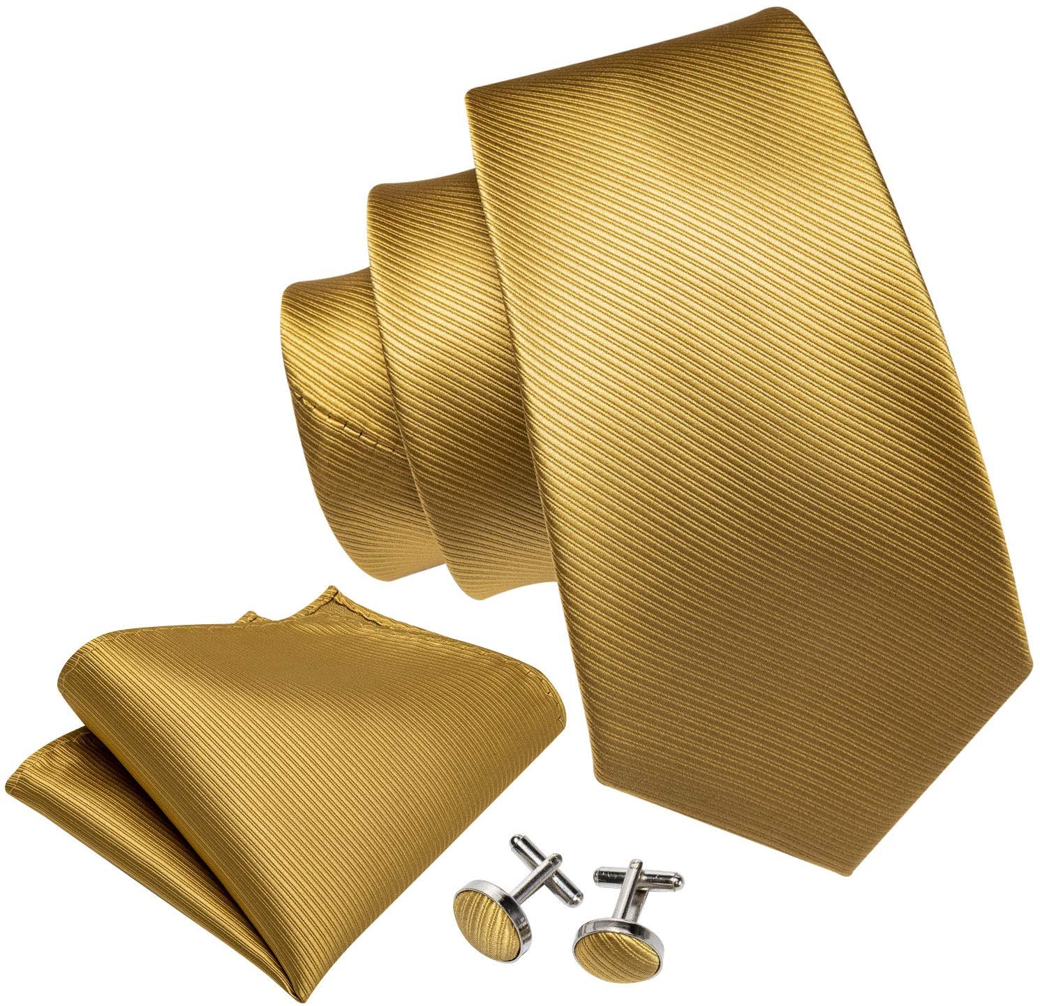 Golden Handkerchief Cufflinks Necktie Set