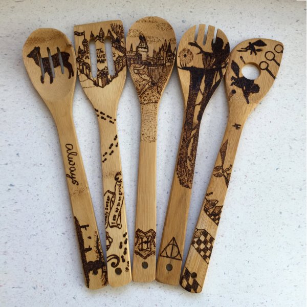 Harry Potter Custom Wood Burned Spoons