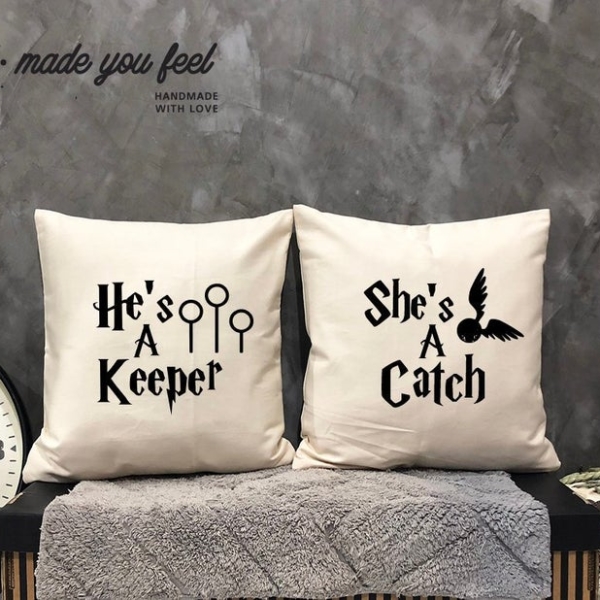 He's A Keeper and She's A Catch Pillow Cases Set