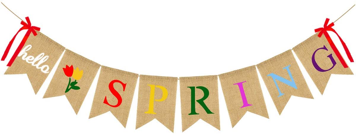Hello Spring Burlap Banner
