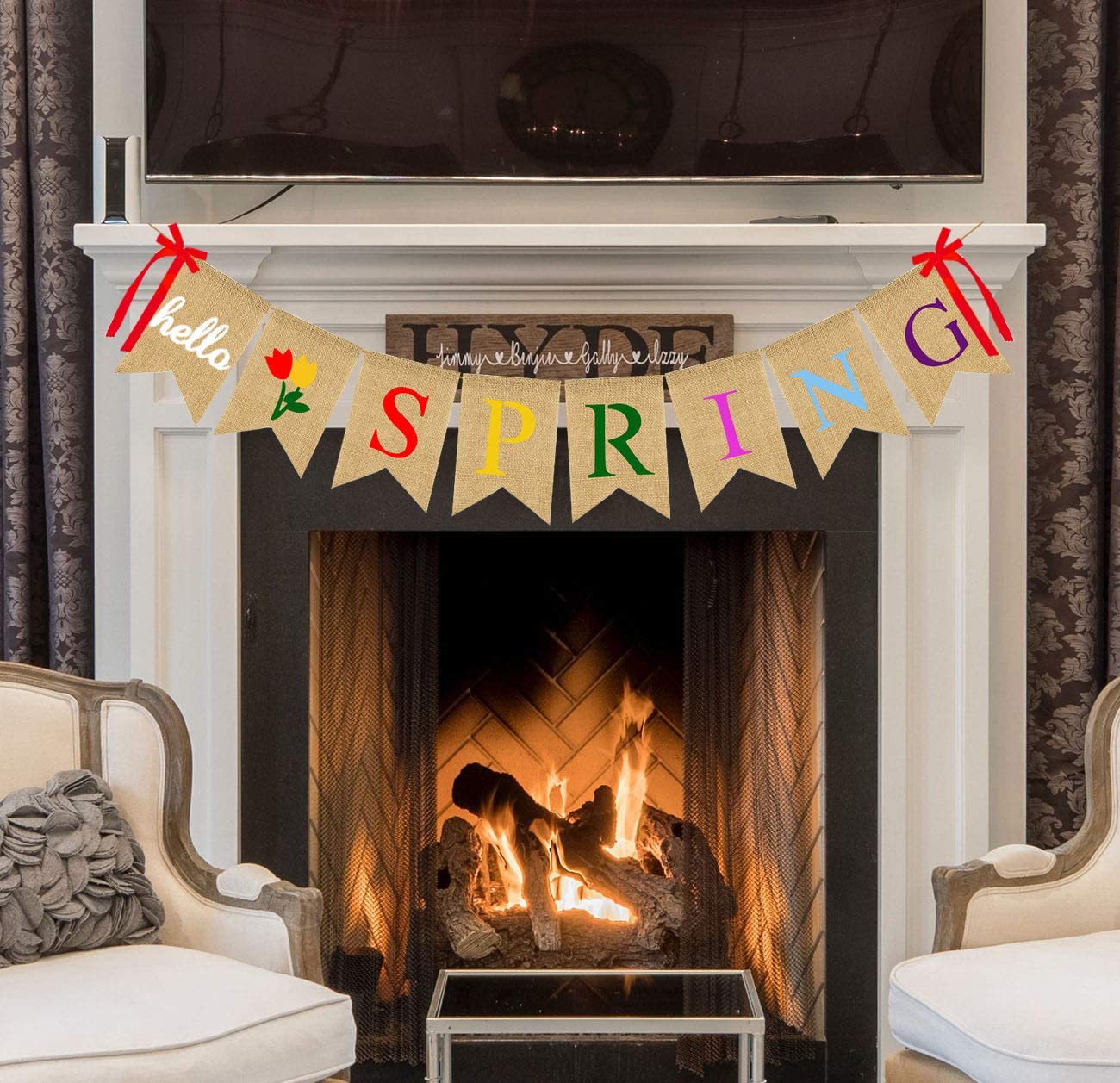 Hello Spring Burlap Banner