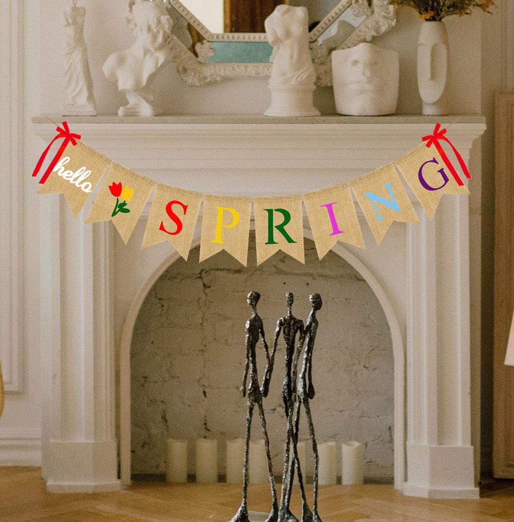 Hello Spring Burlap Banner