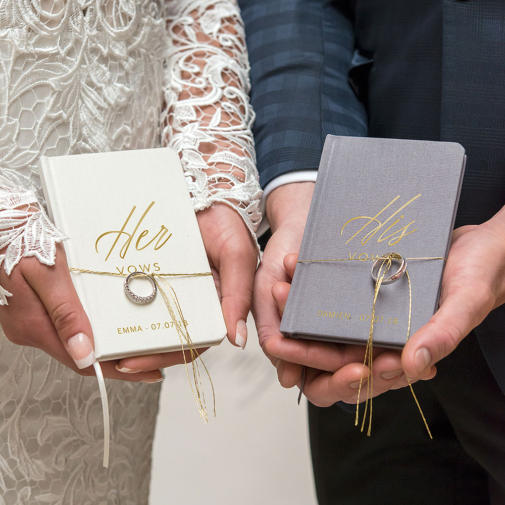 His and Hers Vows Gold Foil Embossed Notebook