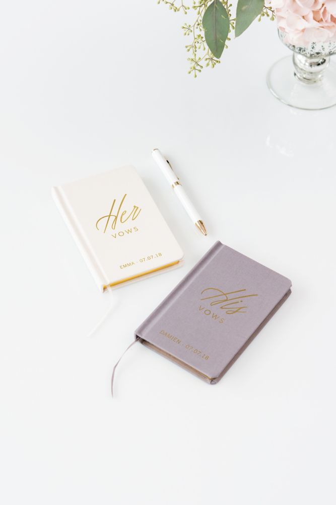 His and Hers Vows Gold Foil Embossed Notebook