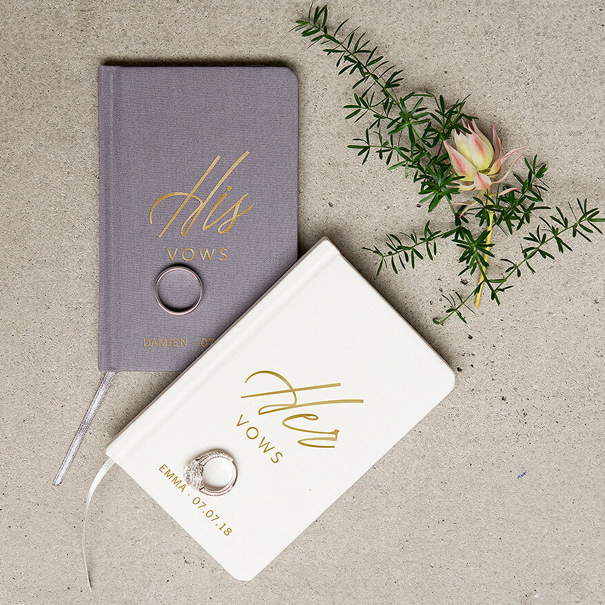 His and Hers Vows Gold Foil Embossed Notebook