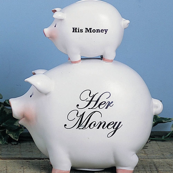 His Money/Her Money Ceramic Piggy Bank