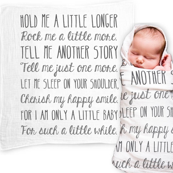 ‘Hold Me A Little Longer’ Baby Swaddle Blanket