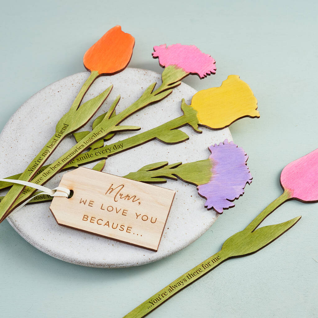 I Love You Because…Personalised Wooden Flowers For Her