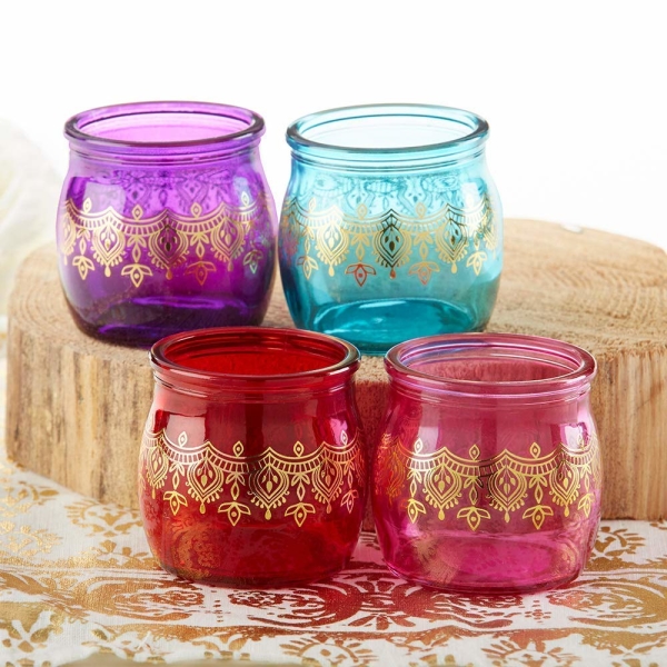 Indian Henna Glass Candle Holders