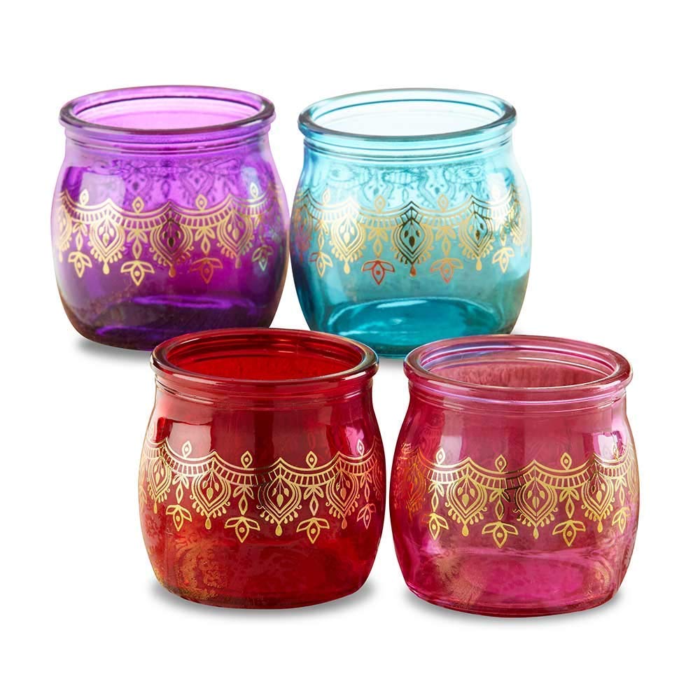 Indian Henna Glass Candle Holders